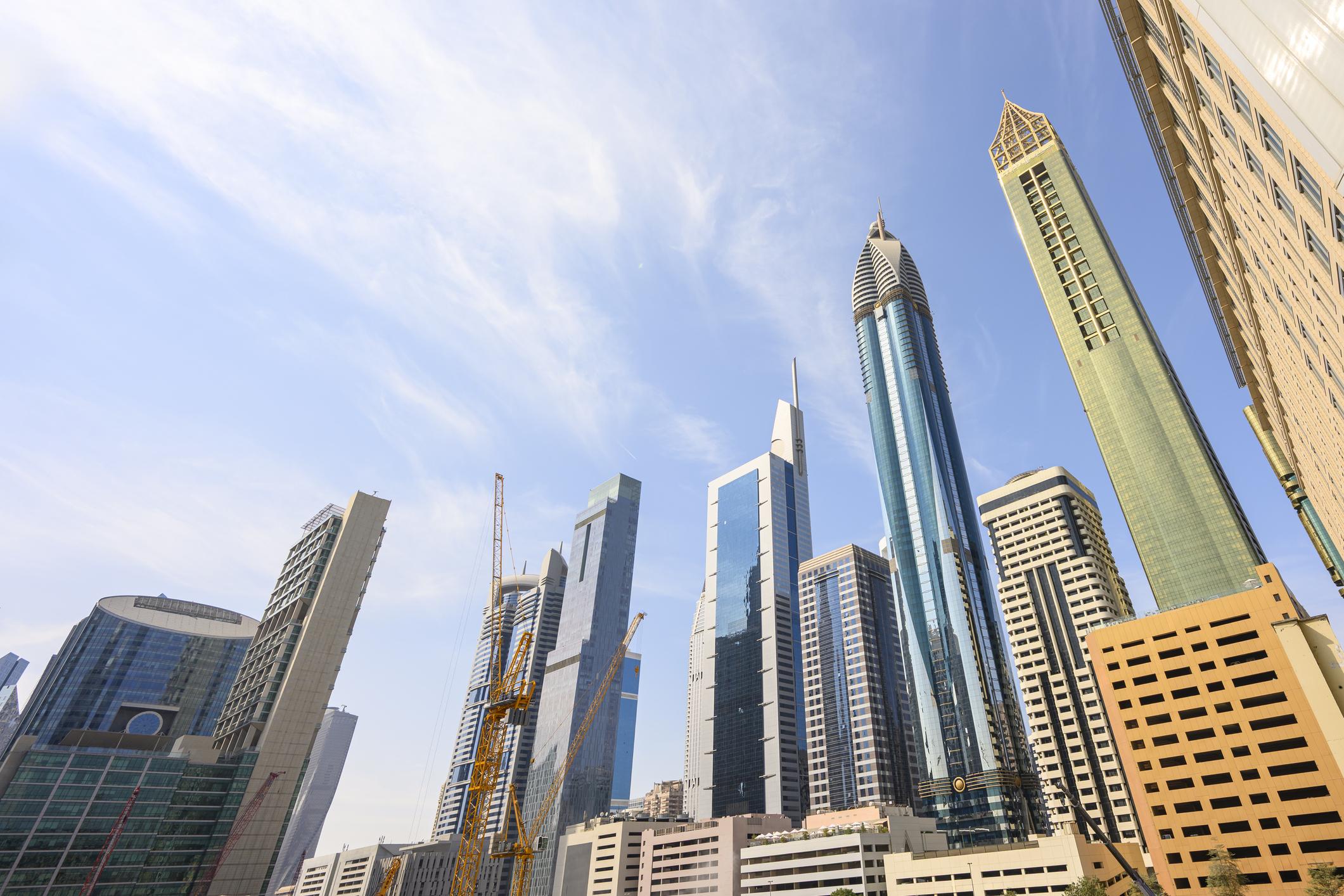 Dubai skyline with modern skyscrapers